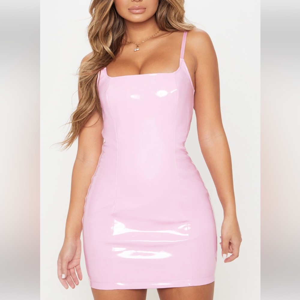 Pink faux leather Barbie moment dress PLT